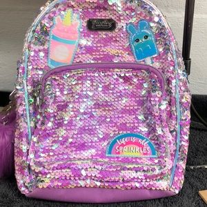 Justice sequined backpack purple